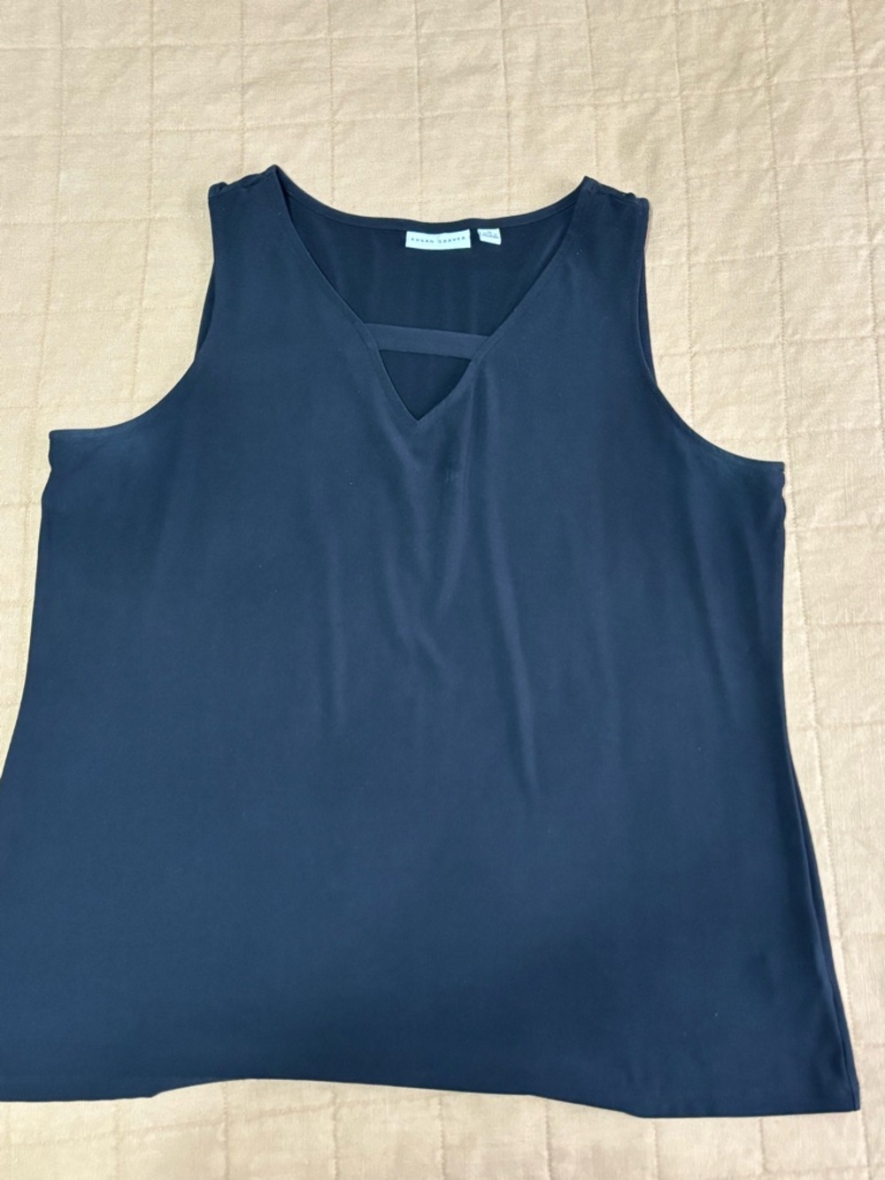 Susan Graver Black Sleeveless V-Neck Tank